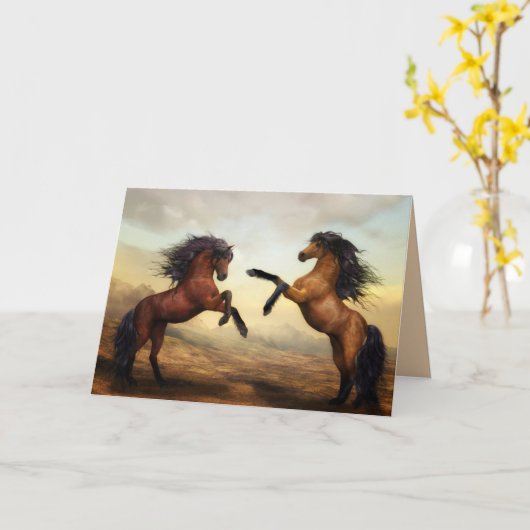 élevage de chevaux carte de voeux (Fleur jaune)