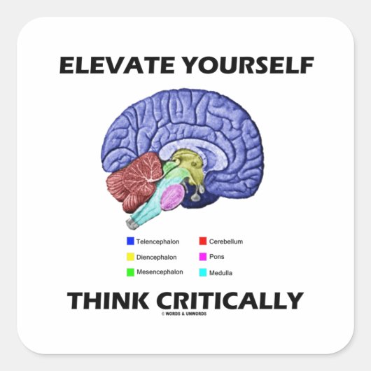 Elevate jezelf denk kritisch over brainy Advice Vierkante Sticker (Voorkant)