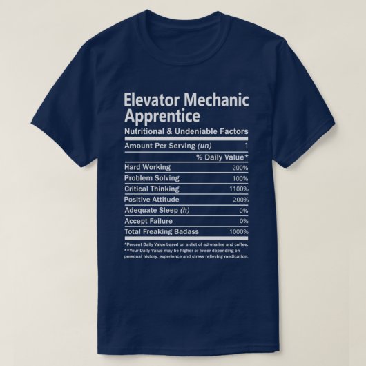 Elevator Mechanic Apprentice Nutritional and Unden T-shirt (Design voorkant)