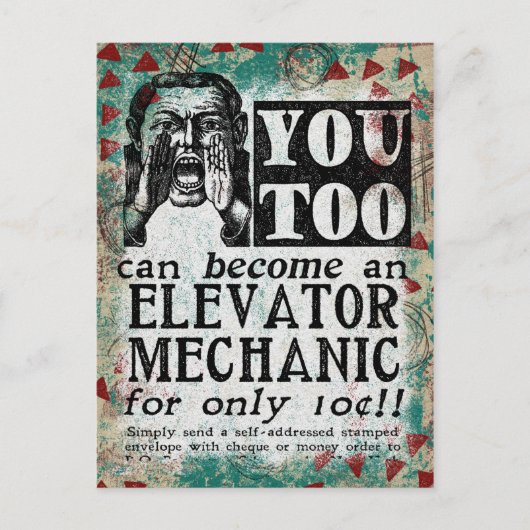 Elevator Mechanic Briefkaart - Funny  Retro (Voorkant)