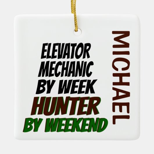 Elevator Mechanic Loves Hunting CUSTOM Keramisch Ornament (Voorkant)