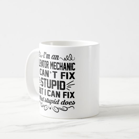 Elevator Mechanic Mok Coffee Tea Cup Funny Gifts (Voorkant links)