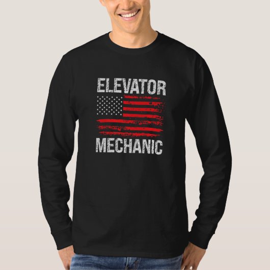 Elevator Mechanic Technician US American Flag Dist T-shirt (Voorkant)