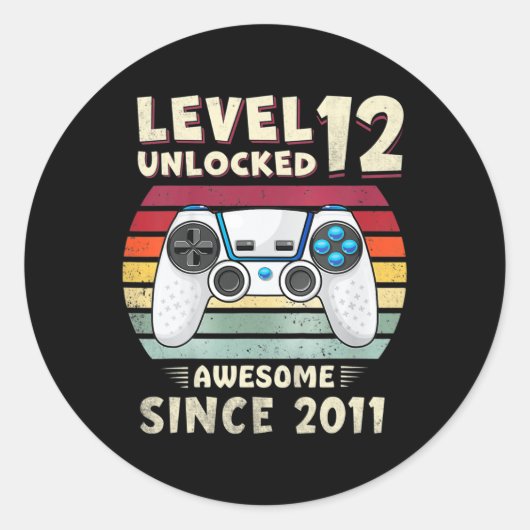 Eleven 11yr Bday Boy Funny Gamer 11th 11 Year Old Ronde Sticker (Voorkant)
