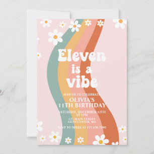 Eleven is a Vibe groovy regenboog 11de verjaardag Kaart