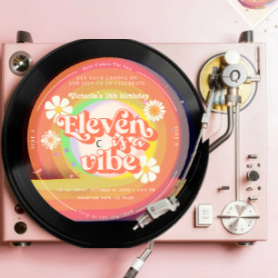 Eleven is een Vibe Groovy Retro Vinyl Rainbow Dais Kaart