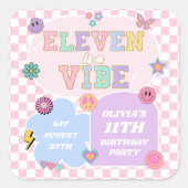 Eleven is een vibe preppy patch 11e verjaardagsfee vierkante sticker (Voorkant)