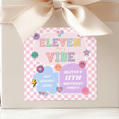 Eleven is een vibe preppy patch 11e verjaardagsfee vierkante sticker