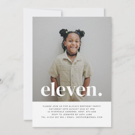 Eleven Photo Birthday Invitation Kaart (Voorkant)