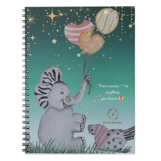 "Eleze Elephant & Polka Hen" Housse de Carnet rêvé (Devant)