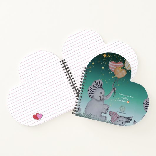 "Eleze Elephant & Polka Hen" Housse de Carnet rêvé (Intérieur)