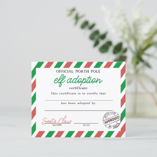 Elf Adoptie Certificaat Ondertekend Door Sinterkla (Staand voorkant)