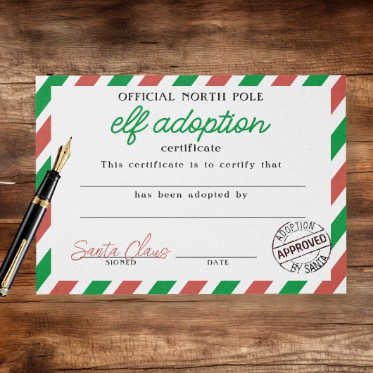 Elf Adoptie Certificaat Ondertekend Door Sinterkla Flyer