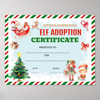 Elf adoptiecertificaat award bewerkbaar poster