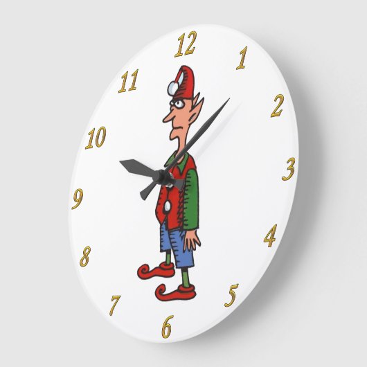 Elf Attention witte wandklok Grote Klok (Hoek)