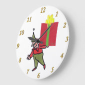 Elf avec horloge murale boîte rouge (Angle)