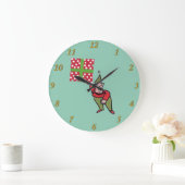 Elf avec Polka Dot Cadeau vert horloge murale (Maison)