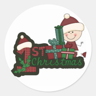 Elf Baby Eerste Kerstmis T-shirts en geschenken Ronde Sticker