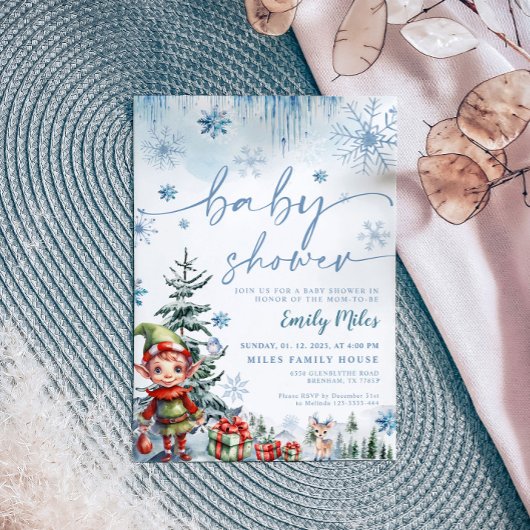 Elf Baby shower Invitation Kaart