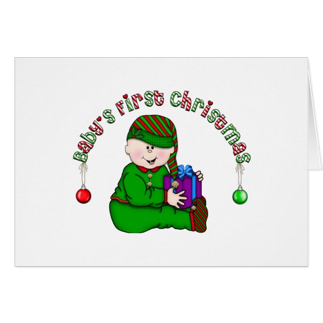 Elf Baby Wit Eerste Kerst Tshirts en Geschenken (Voorkant Horizontaal)