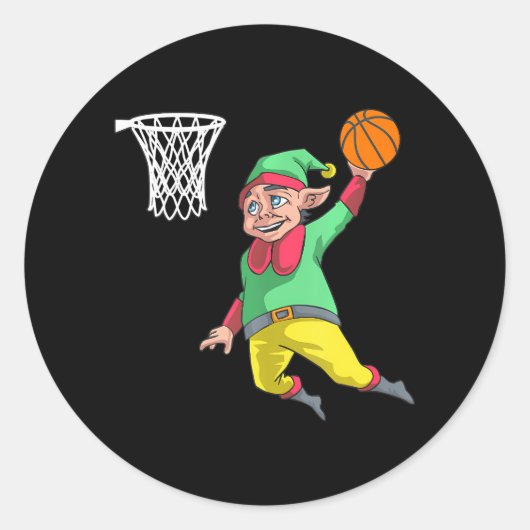 Elf Basketbal Kerstmis Slam Dunk Gif PBV Ronde Sticker (Voorkant)