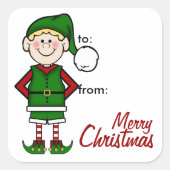 Elf Boy Cadeaubij sticker (Voorkant)