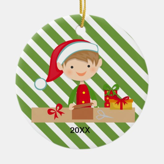Elf Boy in Workshop Ornament (Voorkant)