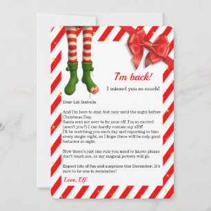 Elf Brief “Ik ben terug”   Grappige aankomst uit d Feestdagenkaart