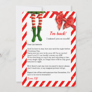 Elf Brief “Ik ben terug”   Grappige aankomst uit d Feestdagenkaart