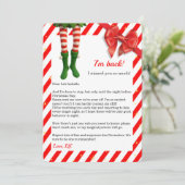 Elf Brief “Ik ben terug” | Grappige aankomst uit d Feestdagenkaart (Staand voorkant)