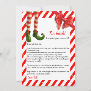 Elf Brief “Ik ben terug”   Grappige aankomst uit d Feestdagenkaart