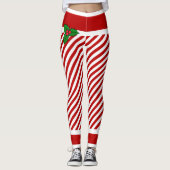 Elf Candy Stripes Costume de Noël Leggings (Devant)