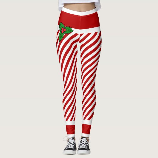 Elf Candy Stripes Costume de Noël Leggings (Devant)