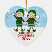 Elf Couple Premier Ornement de Noël (Devant)