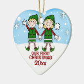 Elf Couple Premier Ornement de Noël (Gauche)