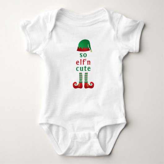 Elf Cute Elf Funny Gezegde met Kerstmis Romper (Voorkant)