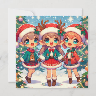 Elf Deer Vrolijk Kerstfeest Feestdagenkaart