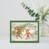 Elf die Kerstbomen oogsten Feestdagenkaart (Staand voorkant)