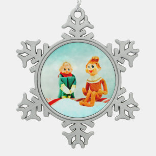 Elf eerste datum tin sneeuwvlok ornament