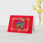 Elf en Joods Man Chrismukkah Card Kaart (Gele Bloem)
