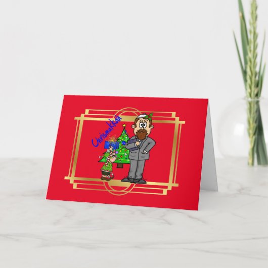 Elf en Joods Man Chrismukkah Card Kaart (Voorkant)