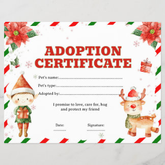 Elf en rendier adoptie certificaat bewerkbaar flyer