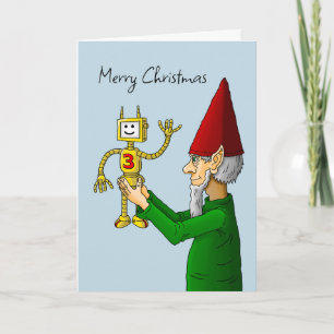 Elf en Robot Kerst Foto Kaart