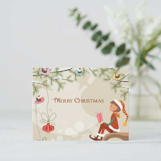 Elf enseignant - Carte postale de Noël (Debout devant)