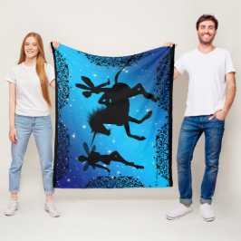Elf Fairy Unicorn Fantasy Med met zwarte achtergro Fleece Deken