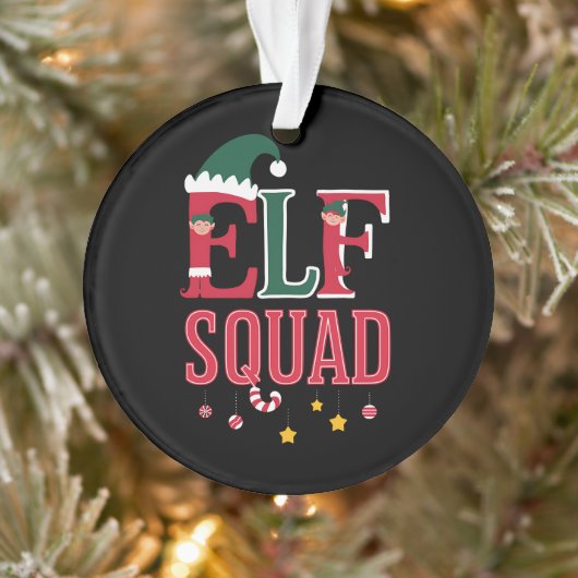 Elf Familie Kerst Bijpassende Pyjama Elf Squad Ornament (Boom)
