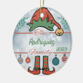 Elf Familie Kerstmis Keramisch Ornament (Links)