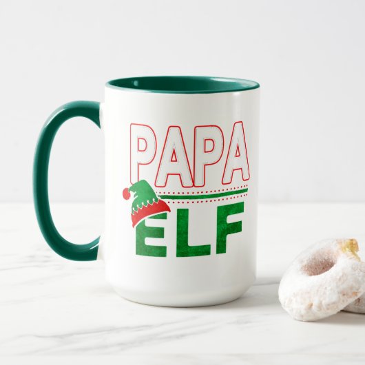 Elf Familie | Papa Elf Kerstvakantie #TeamElf Mok (Met donut)
