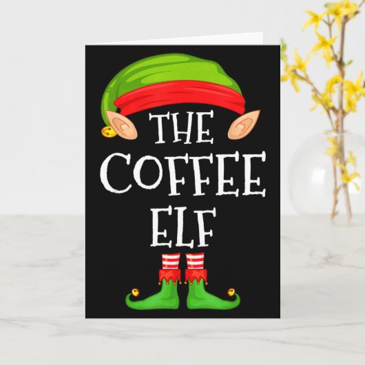 Elf Family Christmas Coffee Elf Sweater Matching C Kaart (Gele Bloem)