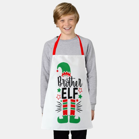 Elf Family Fun | Rood en Groen Broer Elf Schort (Gedragen)